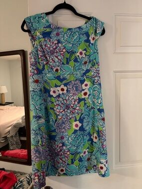 Lilly Pulitzer Blue Green Floral Shift Dress